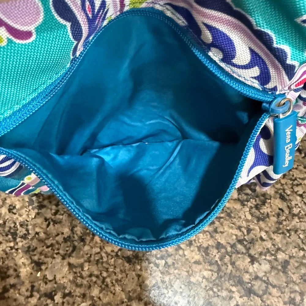 Vera Bradley Teal Purple Paisley Canvas Backpack‎ Front Zip Pocket Adjustable